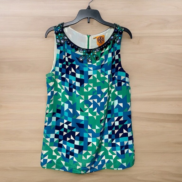 Tory Burch Embellished Silk Sleeveless Blouse Size 4 - Picture 2 of 8